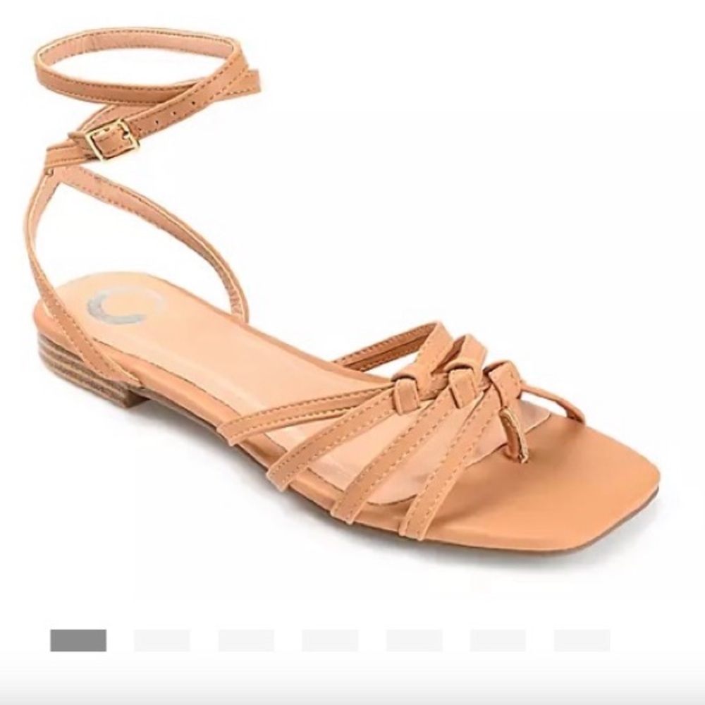 Journee Collection Indee Strappy Flat Sandal in‎ Mocha New in Box Size 9 1/2